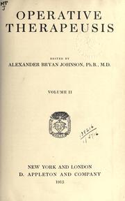 Cover of: Operative therapeusis | Johnson, Alexander Bryan