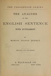 Cover of: The analysis of the English sentence