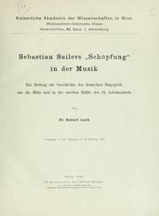 Cover of: Sebastian Sailers "Schöpfung" in der Musik by Robert Lach