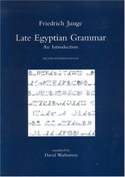Cover of: Late Egyptian Grammar (Griffith Institute Publications) by Friedrich Junge