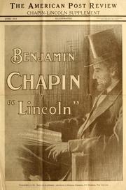 Cover of: Benjamin Chapin "Lincoln": [supplement to The American post review]