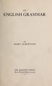 Cover of: An  English grammar by Mary Albertson