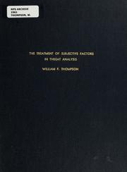 Cover of: The treatment of subjective factors in threat analysis