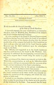 To the honorable the General Assembly of the State of North Carolina by Atlantic and North Carolina Railroad Company