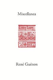 Cover of: Miscellanea (Guenon, Rene. Works.) by René Guénon, Cecil Bethell