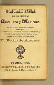 Cover of: Vocabulario manual de las lenguas castellana y mexicana by Pedro de Arenas