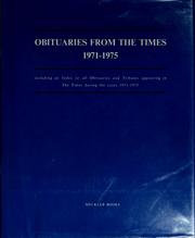 Cover of: Obituaries from the Times, 1971-1975, including an index to all obituaries and tributes appearing in the Times during the years 1971-1975