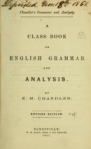 Cover of: Chandler's grammar and analysis