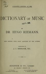 Cover of: Dictionary of music by Hugo Riemann