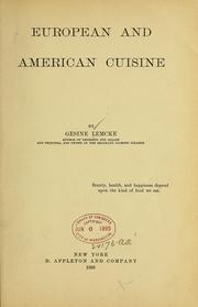 Cover of: European and American cuisine by Lemcke, Gesine Knubel Mrs.