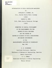 Cover of: Optimization of naval propulsion machinery by Douglass F. Hayman