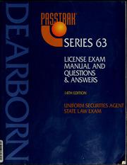 Cover of: PassTrak series 63: uniform securities agent state law exam : License exam manual, questions & answers