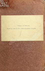 Cover of: Japan's case in the Sino-Japanese dispute as presented before the Special session of the Assembly of the League of Nations.