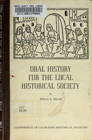 Cover of: Oral history for the local historical society