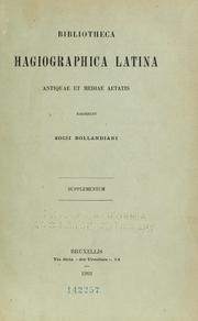 Cover of: Biblioteca hagiographica latina antiquae et mediae aetatis: supplementum