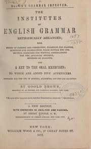 Cover of: Brown's grammar improved by Goold Brown