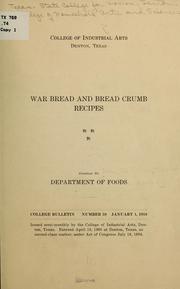 Cover of: War bread and bread crumbs recipes