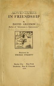 Cover of: Adventures in friendship by David Grayson