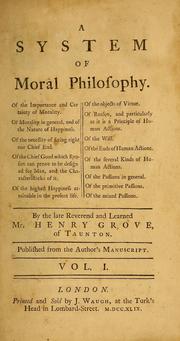 Cover of: A system of moral philosophy ...