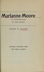 Cover of: Marianne Moore: an introduction to the poetry