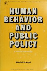 Cover of: Human behavior and public policy: a political psychology