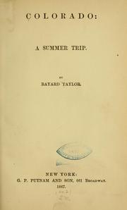 Cover of: Colorado by Bayard Taylor