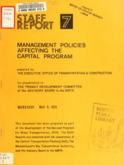 Cover of: Management policies affecting the capital program