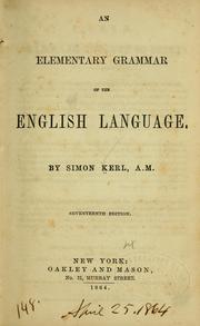Cover of: An elementary grammar of the English language