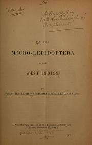 Cover of: On the micro-lepidoptera of the West Indies