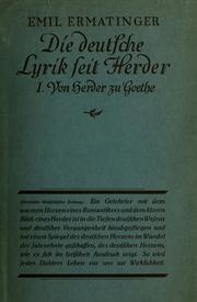 Cover of: Die deutsche lyrik seit Herder . by Emil Ermatinger