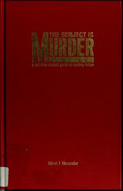 Cover of: The subject is murder