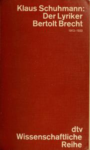 Cover of: Der Lyriker Bertolt Brecht, 1913-1933.