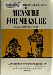 Cover of: Twentieth century interpretations of Measure for measure by George L. Geckle