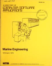 Cover of: A Directory of computer software applications: marine engineering, 1970-April 1979