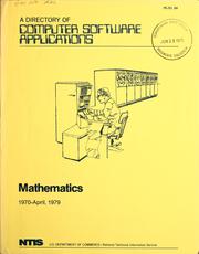 Cover of: A directory of computer software applications: Communications, 1970-January, 1979