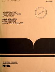 Cover of: A Directory of computer software applications: administration & management, August, 1978-October, 1980.