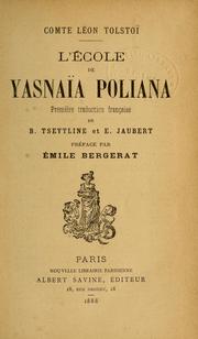 Cover of: L'ecole de Yasnaïa Poliana