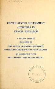 Cover of: United States Government activities in travel research by United States Travel Service