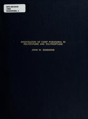 Cover of: Investigation of creep phenomena in polyethylene and polypropylene