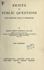 Cover of: Briefs on public wuestions: with selected lists of references