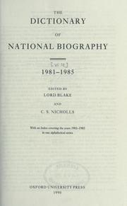 Cover of: The Dictionary of national biography by edited by C.S. Nicholls ; consultant editors, G.H.L. Le May ... [et al.].