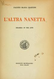 Cover of: L'altra Nanetta: dramma in tre atti