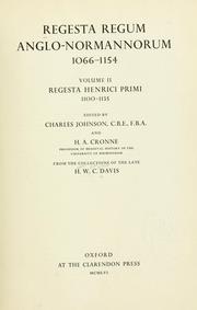 Cover of: Regesta regum Anglo-Normannorum, 1066-1154 by H. W. Carless Davis