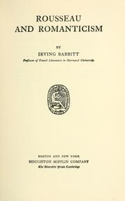 Cover of: Rousseau and romanticism