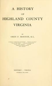 Cover of: A history of Highland County, Virginia