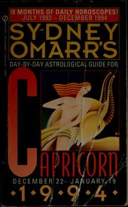Cover of: Sydney Omarr's day-by-day astrological guide for Capricorn (December 22-January 19) ...