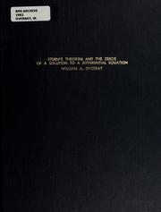 Cover of: Sturm's theorem and the zeros of a solution to a differential equation