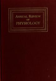 Cover of: Annual review of physiology by American Physiological Society (1887- )