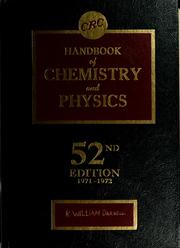 Cover of: CRC handbook of chemistry and physics. 52th ed. (1971-1972) by 