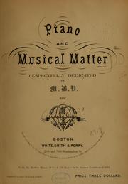 Cover of: Piano and musical matter